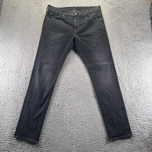 G-Star D-Staq Jeans Mens 36x32 Black Denim Straight Faded Slim Workwear Stretch
